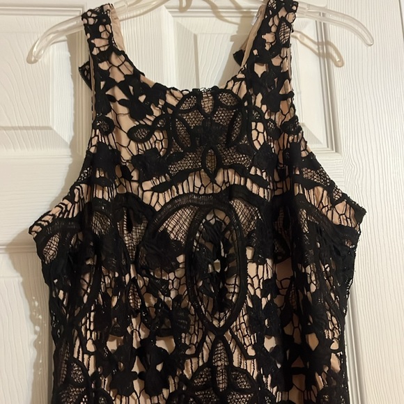 Lace over nude coloured slip dress. - Picture 1 of 4